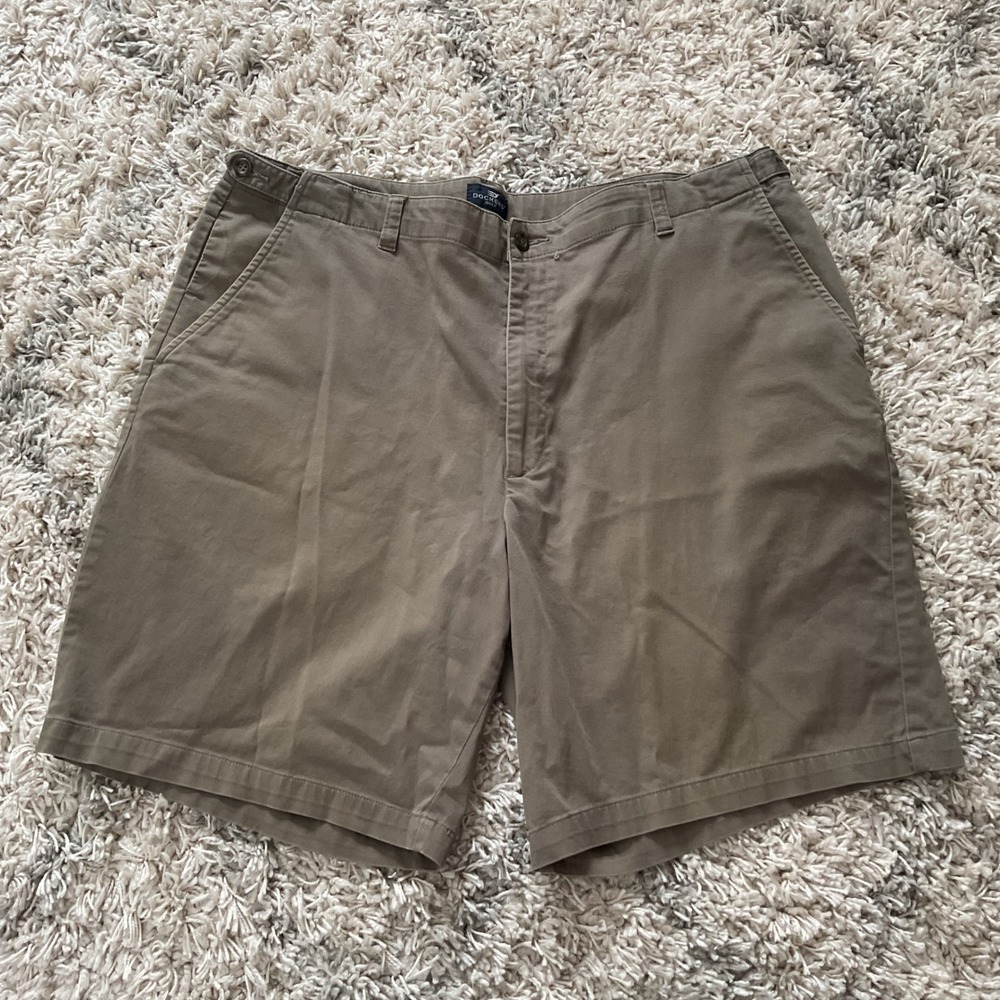 Dockers Golf Shorts Mens W40 Khaki Tan Flat Front Relaxed‎ Fit Cotton Stretch